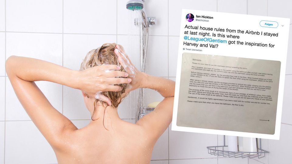 Auf Twitter hat ein Mann die dreisten Badezimmer-Regeln aus seinem Airbnb gepostet