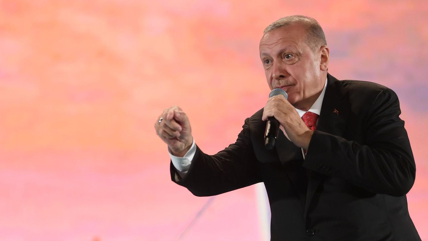 Präsident Erdogan spricht zu seinen Anhängern (Archivbild)