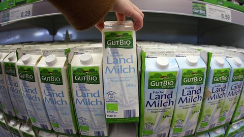 Milch-Packungen im Supermarkt