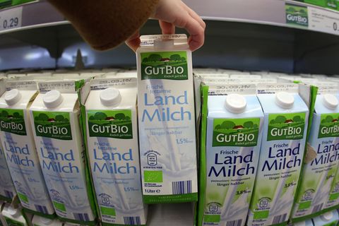 Milch-Packungen im Supermarkt