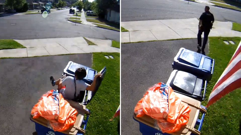 Oregon: Junge versteckt sich vor der Polizei in der Mülltonne Oregon: Junge versteckt sich vor der Polizei in der Mülltonne