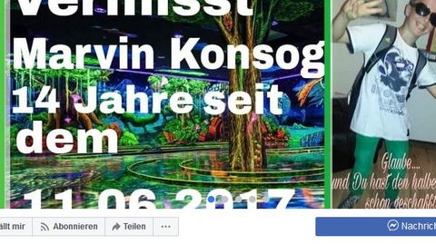 Mit dieser Facebookseite sucht die Mutter von Marvin Konsog nach ihrem Sohn