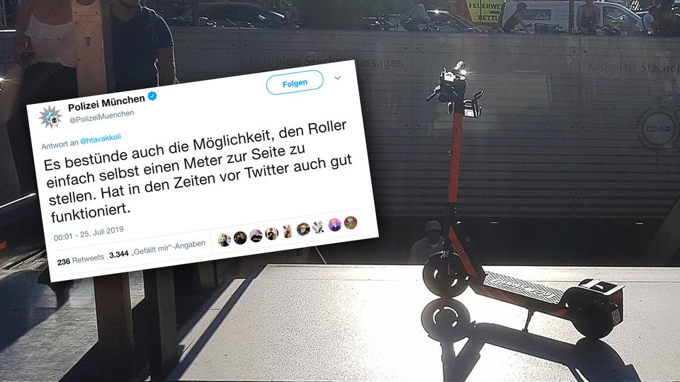 E-Scooter falsch geparkt: So witzig reagiert die Münchner Polizei auf diesen Tweet