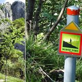 Der Scenic Trail führt um die  Denti della Vecchia, die "Zähne der Alten", herum