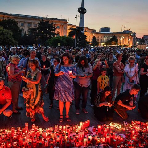 In Bukarest demonstrierten die Menschen am Samstagabend vor dem Innenministerium
