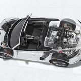 Der Röntgenblick zeigt das Mittelmotorkonzept des Porsche 718 Spyder