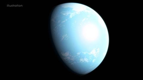 Visualisierung des möglicherweise bewohnbaren Planeten GJ 357 d außerhalb des Sonnensystems.