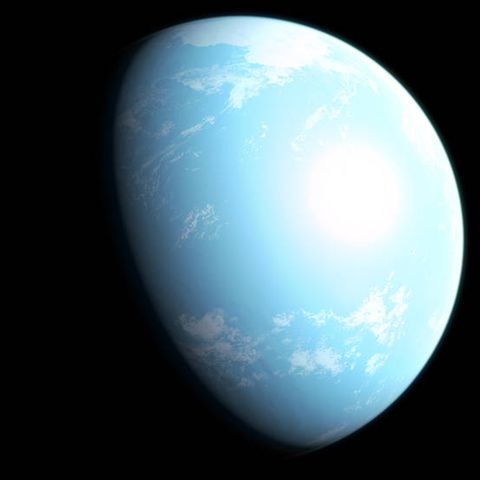 Visualisierung des möglicherweise bewohnbaren Planeten GJ 357 d außerhalb des Sonnensystems.