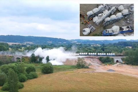 Tschechien: Drohne filmt Zugentgleisung auf Brücke – Millionenschaden
