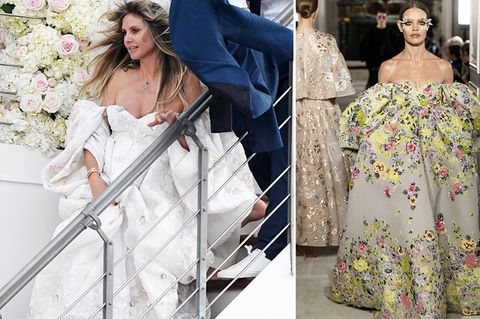 Heidi Klum in ihrem Hochzeitskleid und die Robe von Valentino