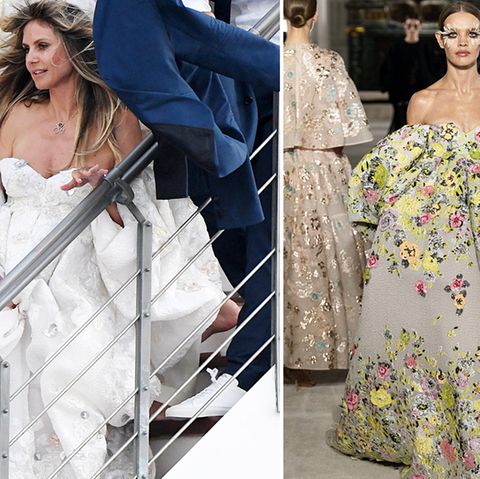 Heidi Klum in ihrem Hochzeitskleid und die Robe von Valentino