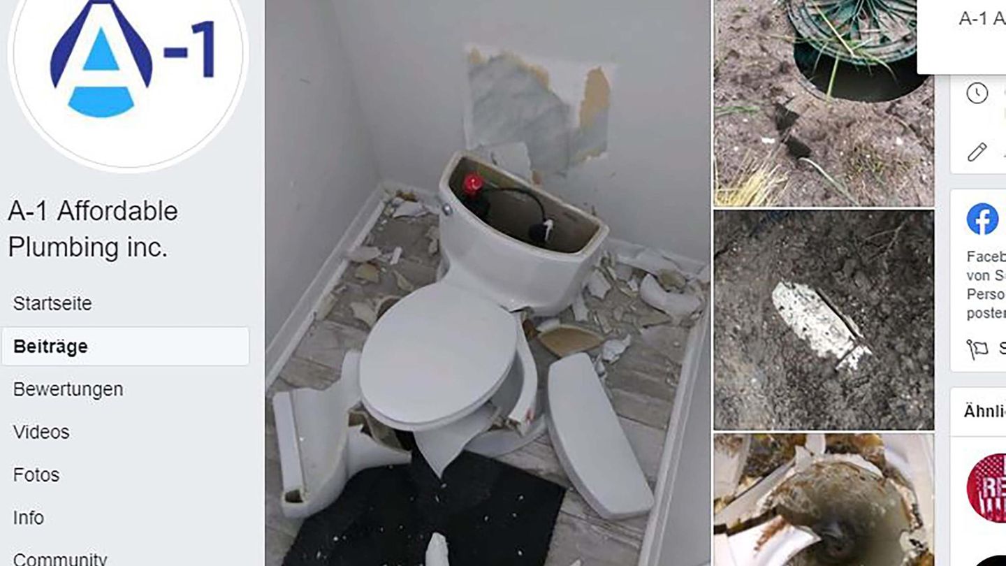 Bei einem Gewitter fliegt einem Paar die Toilette um die Ohren