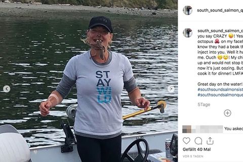 Jamie Bisceglia mit einem Kraken im Gesicht