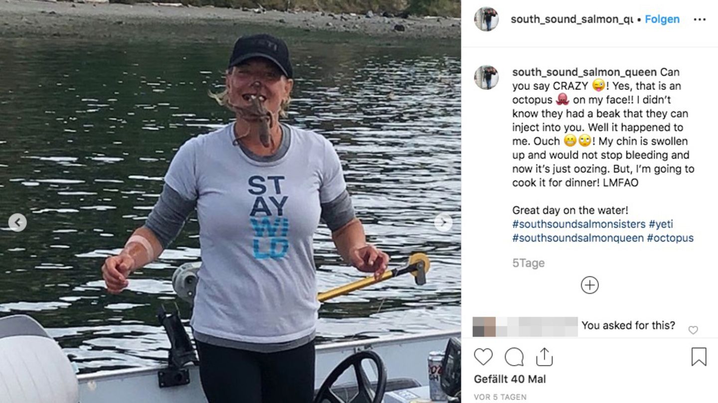 Jamie Bisceglia mit einem Kraken im Gesicht