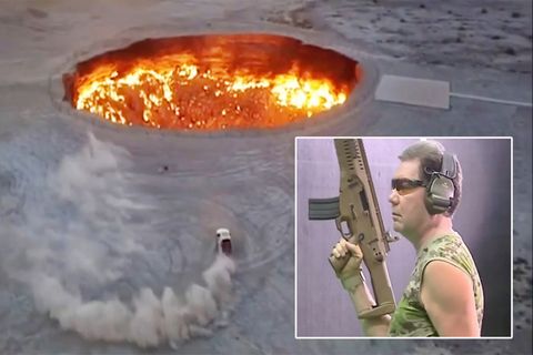 Turkmenistan Diktator fährt um Vulkankrater