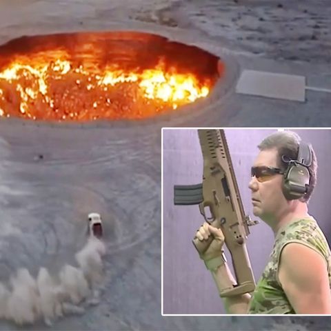 Turkmenistan Diktator fährt um Vulkankrater