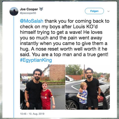 Mo Salah mit verletztem Fan