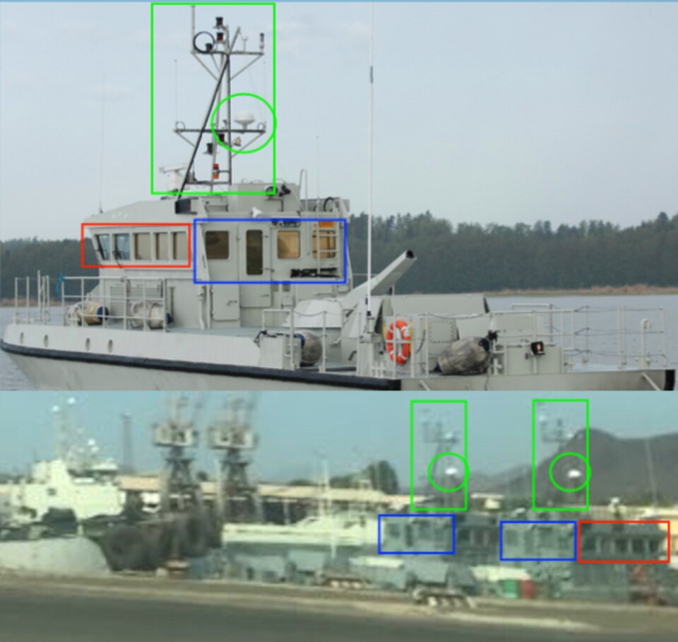 So ließen sich die Schnellboote des Typs Ghannatha in Assab durch den Vergleich mit einem Herstellerbild identifizieren