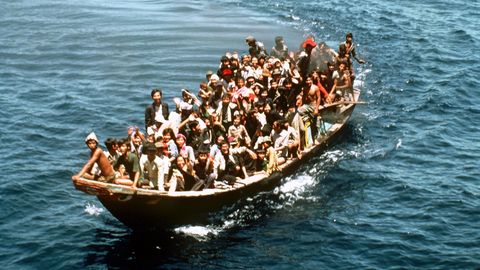 Boat People: Flüchtlinge aus Vietnam auf einem Boot