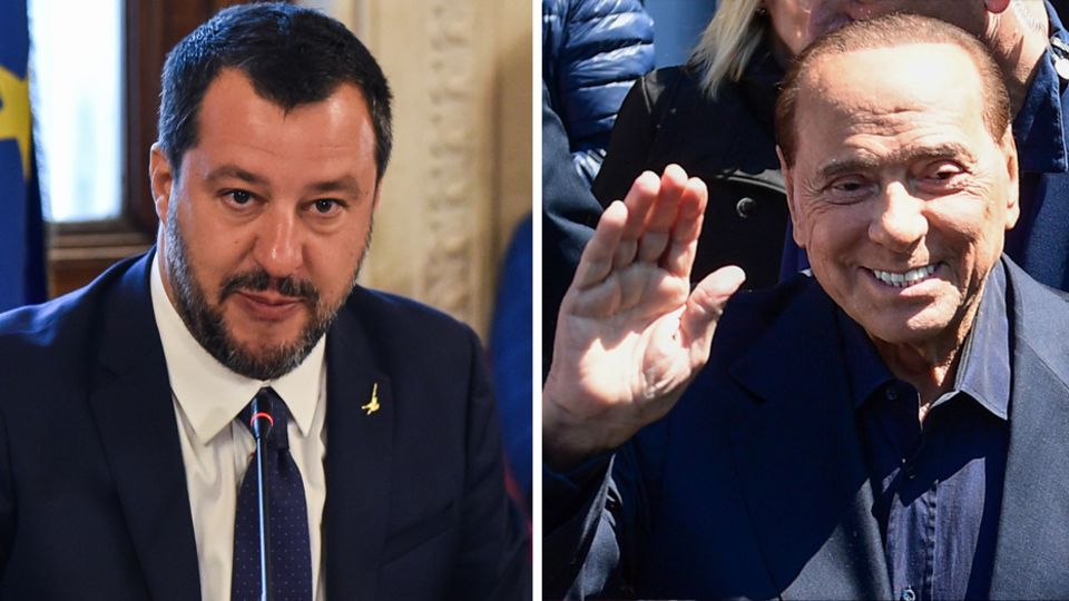 Italiens Innenminister Matteo Salvini und Silvio Berlusconi
