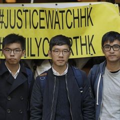Joshua Wong, Nathan Law und Alex Chow (v.l.) gehören zu den führenden Köpfen der aktuellen Proteste in Hongkong