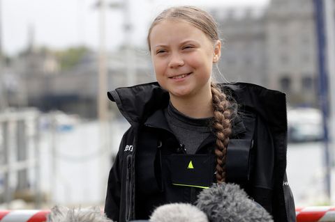 Greta Thunberg vor der Atlantik-Überquerung bei einer Pk in Plymouth