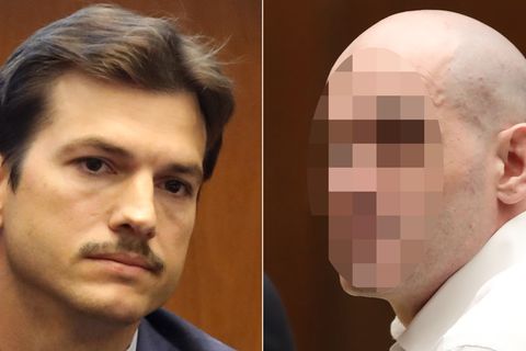 Ashton Kutcher (l.) und Michael G. im Gerichtssaal in Los Angeles im US-Bundesstaat Kalifornien