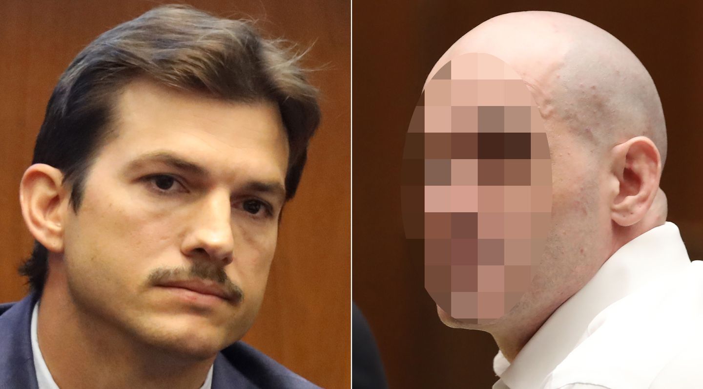 Ashton Kutcher (l.) und Michael G. im Gerichtssaal in Los Angeles im US-Bundesstaat Kalifornien