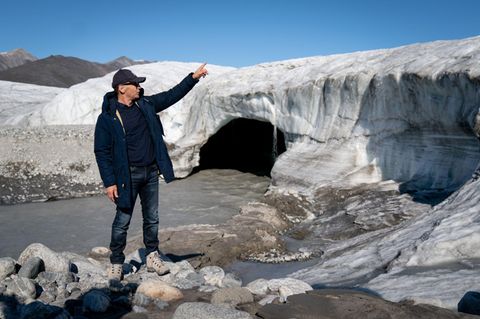 Außenminister Heiko Maas (SPD) besichtigt einen Gletscher bei Pond Inlet in der kanadischen Arktis