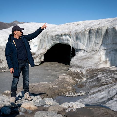 Außenminister Heiko Maas (SPD) besichtigt einen Gletscher bei Pond Inlet in der kanadischen Arktis