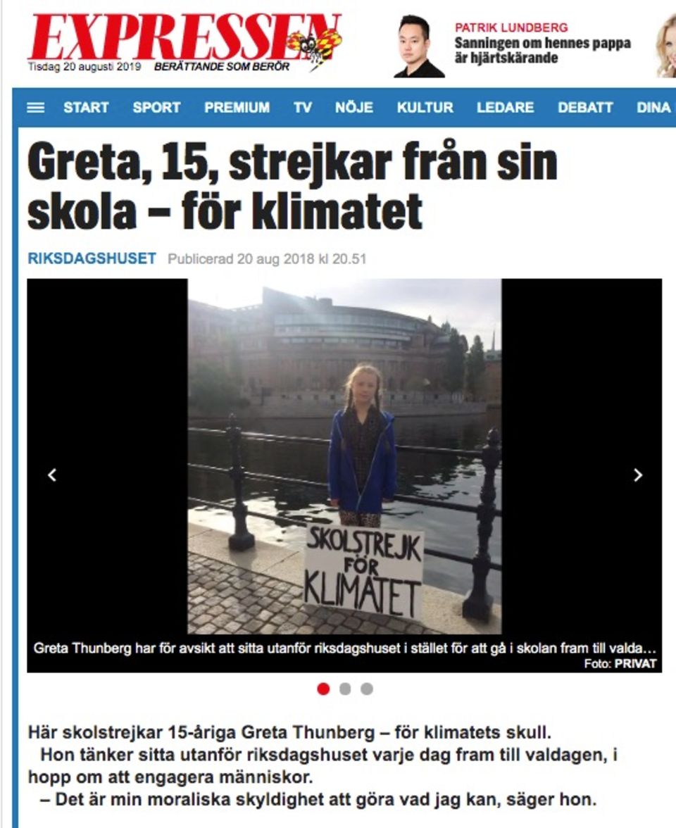 Fridays for Future : Ein Jahr Greta-Hype: So berichteten die Zeitungen am ersten Tag ihres Protests Fridays for Future : Ein Jahr Greta-Hype: So berichteten die Zeitungen am ersten Tag ihres Protests