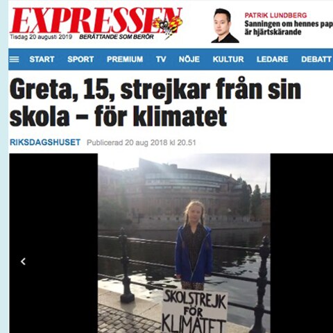 Greta Thunberg in schwedischen Zeitungsberichten