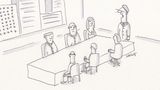 Cartoon: Sieben Personen sitzen an einem Konferenztisch