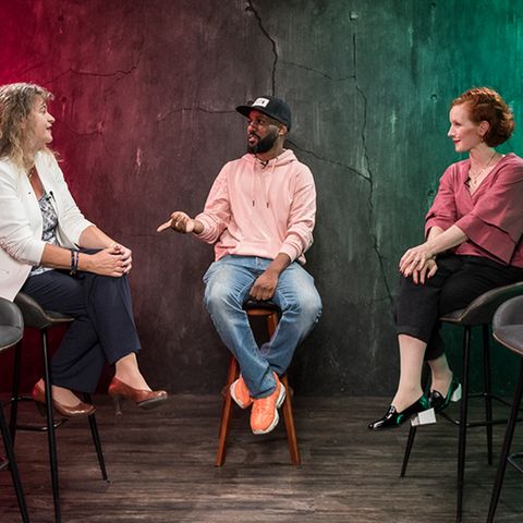 Alexandra Maria Linder, Theresa Bücker und Moderator Aimen Abdulaziz-Said