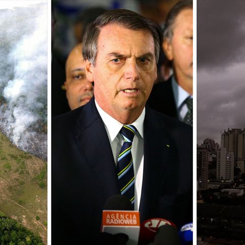 Waldbrand im Amazonasbecken, Brasiliens Präsident Jair Bolsonaro, Himmel über São Paolo