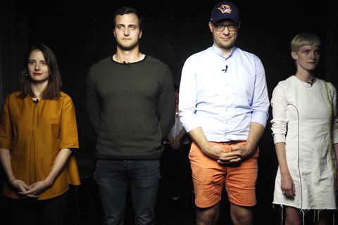 Janina Mütze (l.), Markus Deibler (2. v. l.), Oliver Rößling (2. v. r.) und Pola Fendel (r.) waren Gäste bei der DISKUTHEK