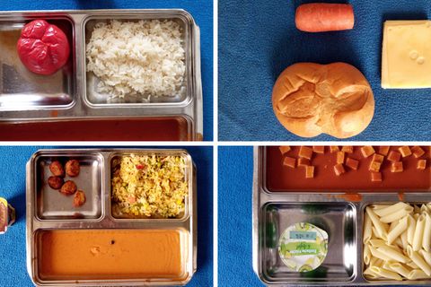Eine Collage vom Essen, das in der JVA Heidering serviert wird. Auf dem Twitter-Account "Gefängniscuisine" sieht man Bilder aus dem kulinarischen Alltag hinter Gittern.