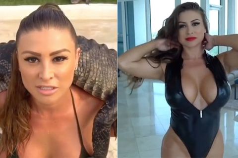 Fragwürdiger PR-Stunt: Ein Alligator als Hantel? Playboy-Model erntet Kritik für ihren Umgang mit Tieren auf Instagram