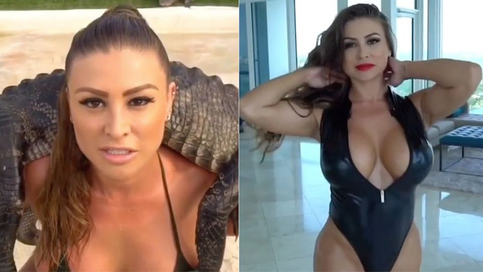 Fragwürdiger PR-Stunt: Ein Alligator als Hantel? Playboy-Model erntet Kritik für ihren Umgang mit Tieren auf Instagram