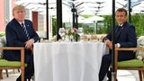 Zum Mittagessen am Samstag trafen sich der französische Präsident Emmanuel Macron und US-Präsident Donald Trump im Hotel du Palais
