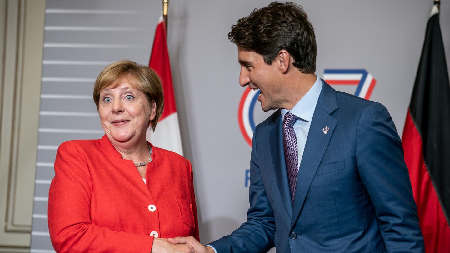Unterdessen traf sich Angela Merkel mit Justin Trudeau. Der kanadische Premierminister gab offenbar den Charmebolzen 