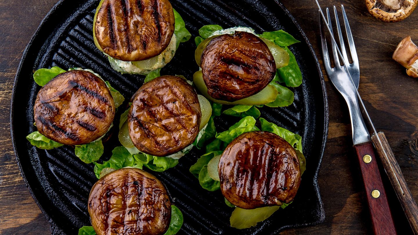 Burger aus Portobello Pilzen