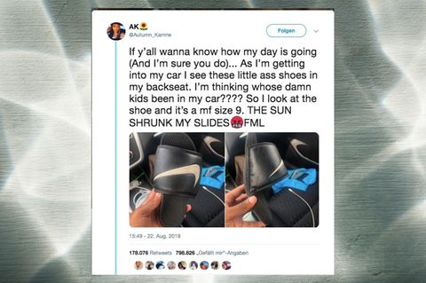 Tweet Schuhe im Auto