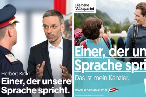 Wahlkampfplakate der FPÖ und ÖVP in Österreich
