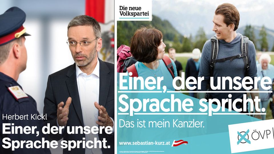 Wahlkampfplakate der FPÖ und ÖVP in Österreich
