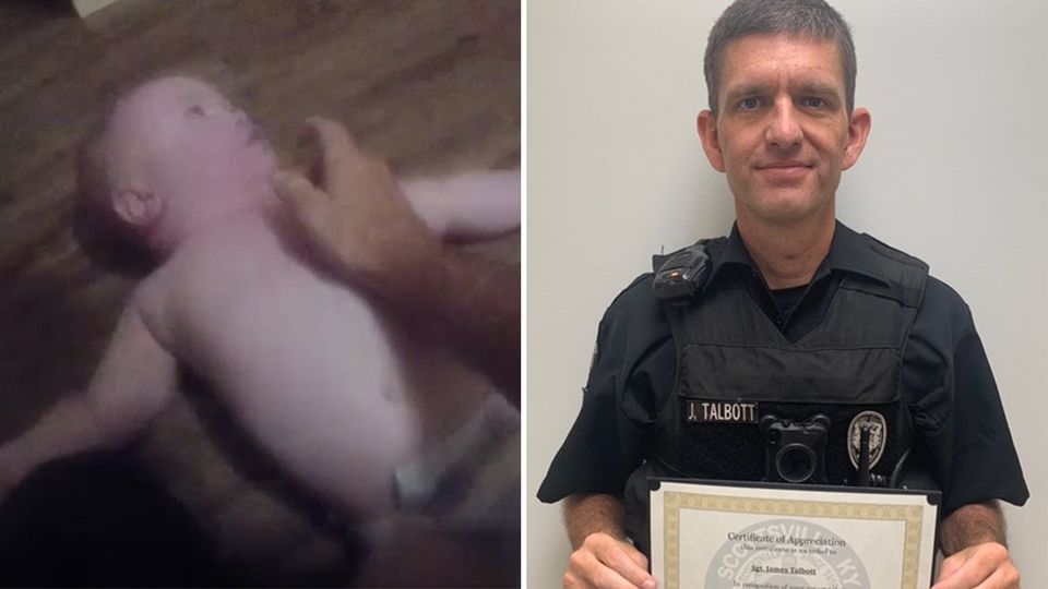 US-Cop rettet Baby vor dem Ersticken.