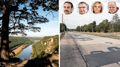 Elbe bei Rathen; Straße in Hoyerswerda, vier Reporter der "Sächsischen Zeitung"