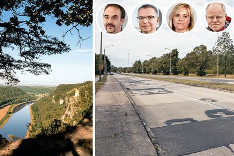 Elbe bei Rathen; Straße in Hoyerswerda, vier Reporter der "Sächsischen Zeitung"