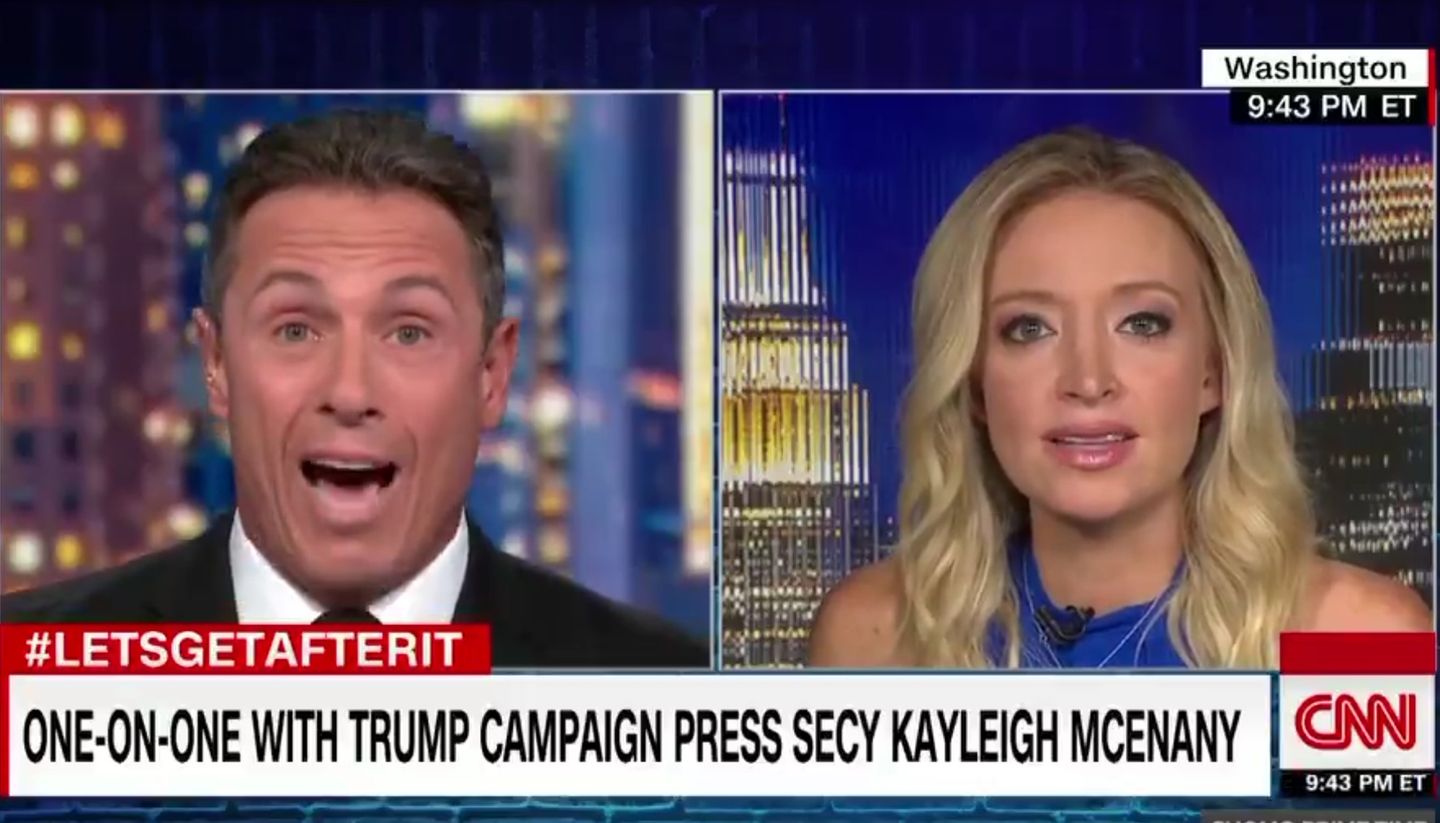 CNN-Moderator Chris Cuomo beim Interview mit der Wahlkampfsprecherin von Donald Trump, Kayleigh McEnany