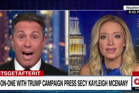 CNN-Moderator Chris Cuomo beim Interview mit der Wahlkampfsprecherin von Donald Trump, Kayleigh McEnany